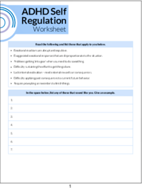 plr worksheets adhd self regulation worksheet plrme
