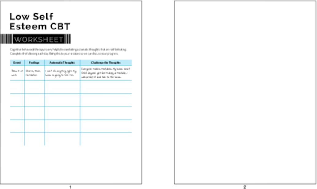 plr worksheets low self esteem cbt worksheet plr me