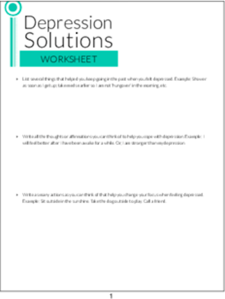 plr worksheets depression solutions worksheet plr me