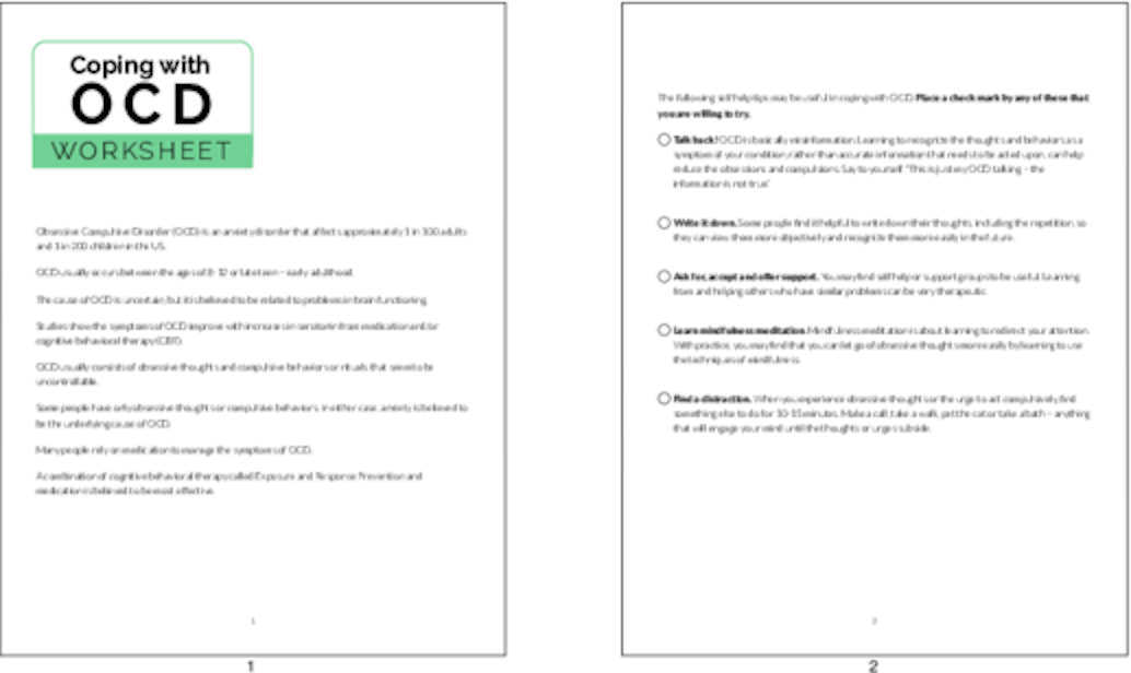 plr worksheets coping with ocd worksheet plrme