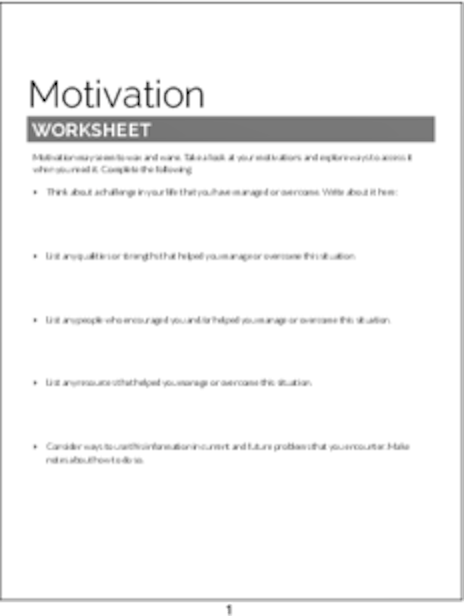 PLR Worksheets - Motivation Worksheet - PLR.me