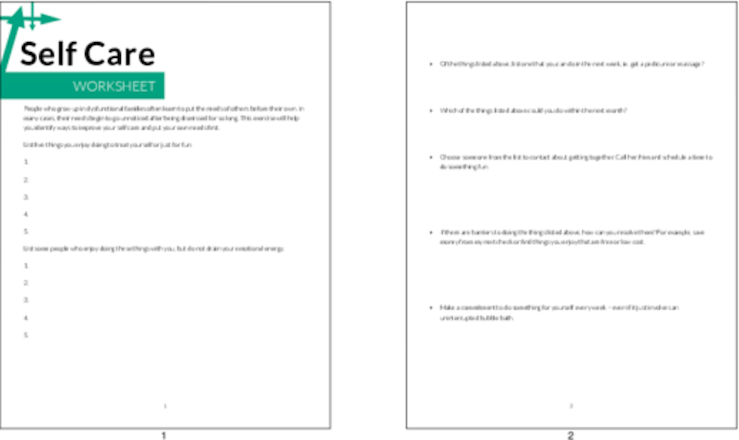 PLR Worksheets Self Care Worksheet PLR PLR Worksheets Self Care Worksheet PLR