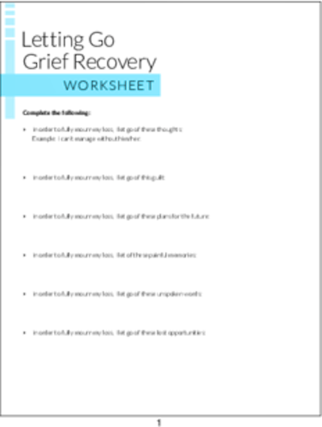plr worksheets letting go grief recovery worksheet plrme