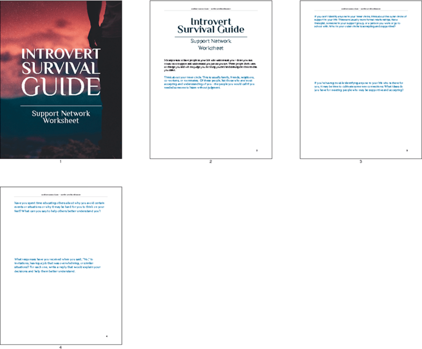 PLR Worksheets - Introvert Survival Guide Support Network Worksheet ...