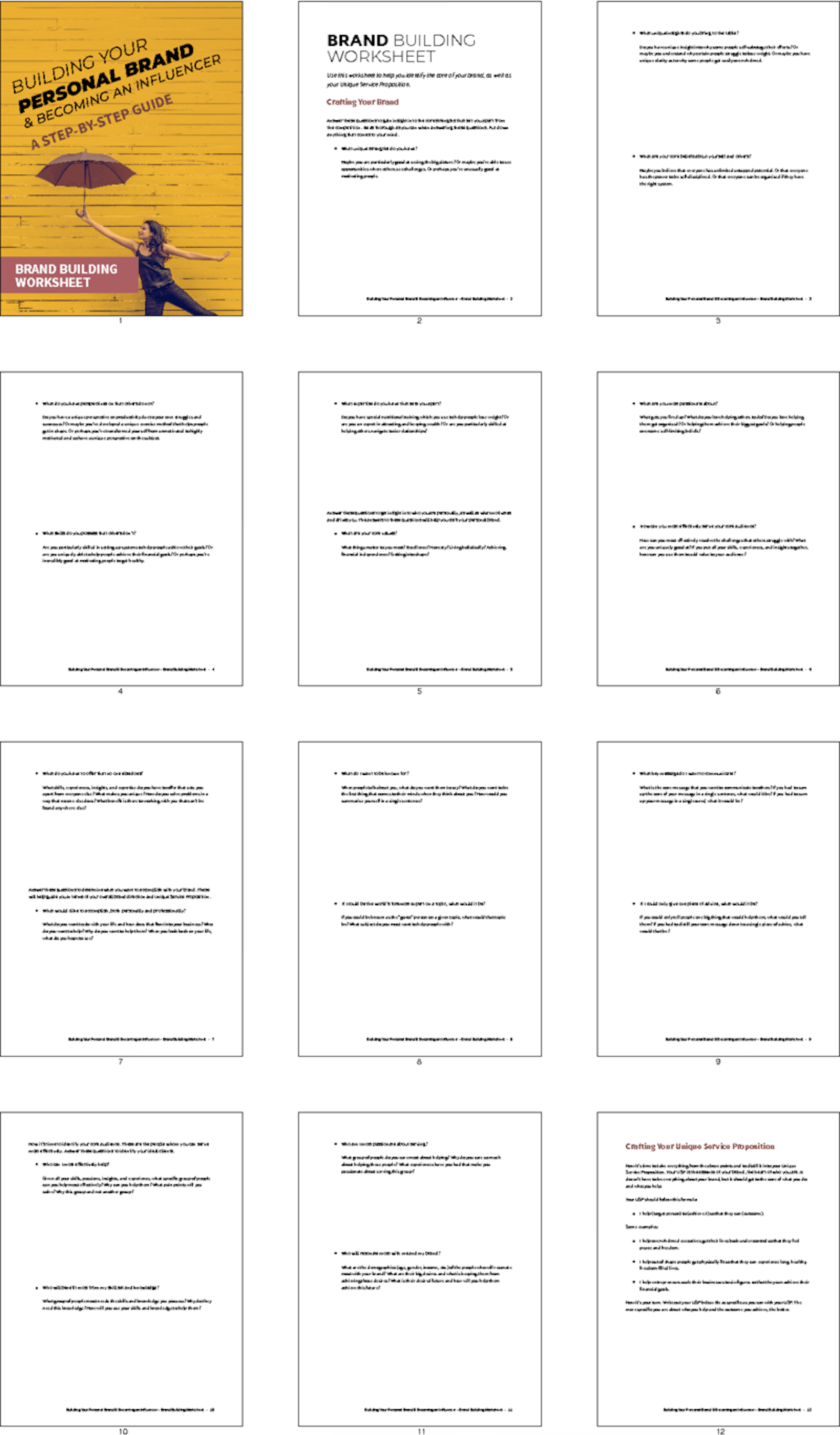 PLR Worksheets Building Your Personal Brand Brand Building
