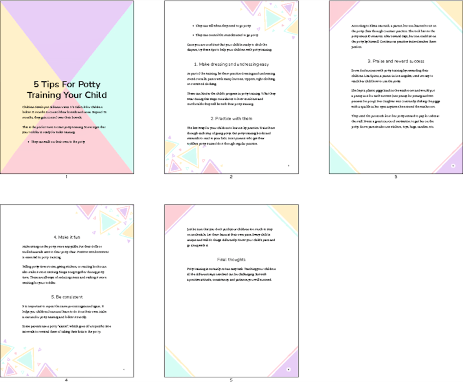 Blog Post Potty PLR Articles & Blog Posts - 5 Tips For Potty Training Your Child - PLR.me