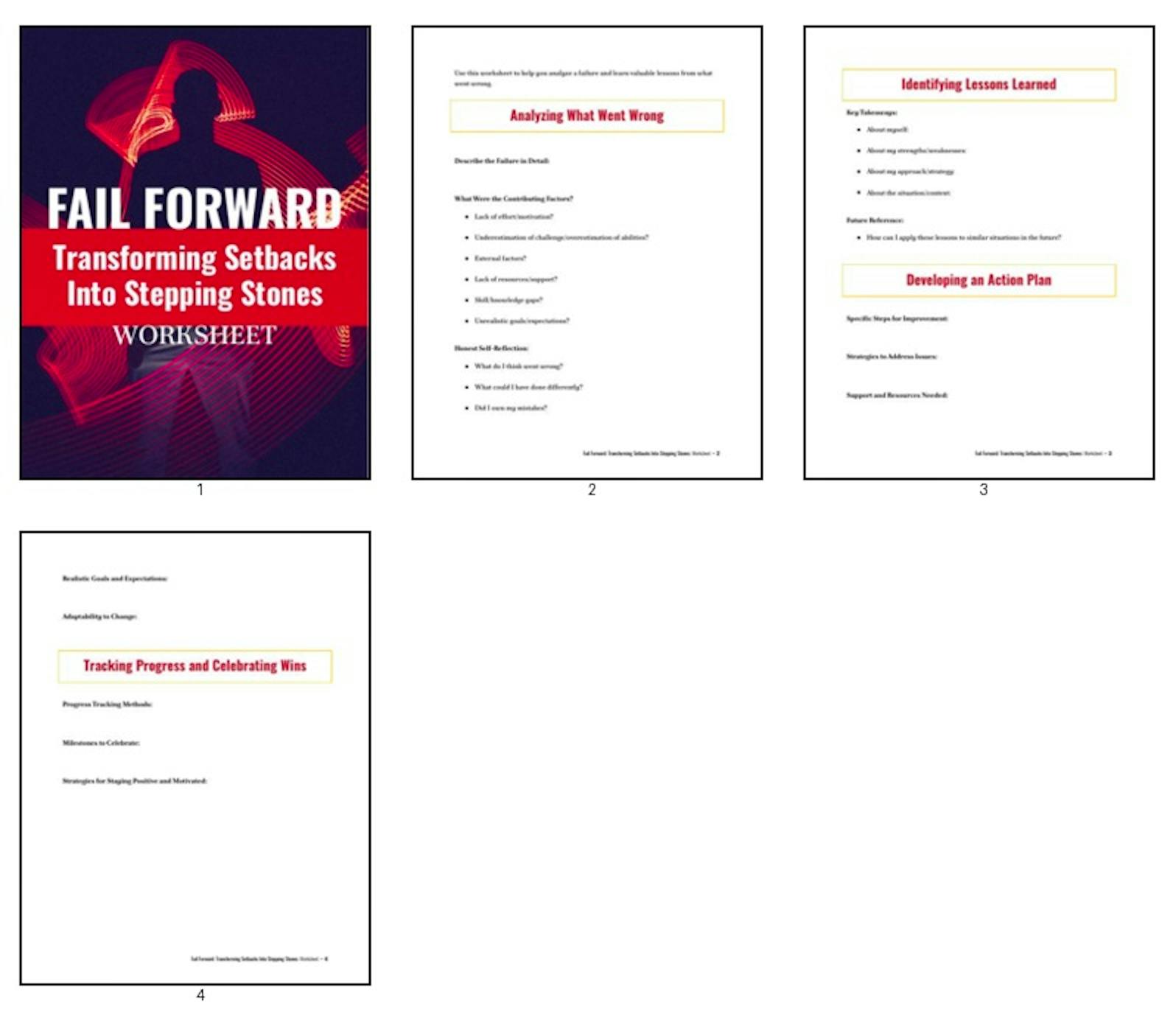 PLR Worksheets - Fail Forward - Transforming Setbacks Into Stepping ...