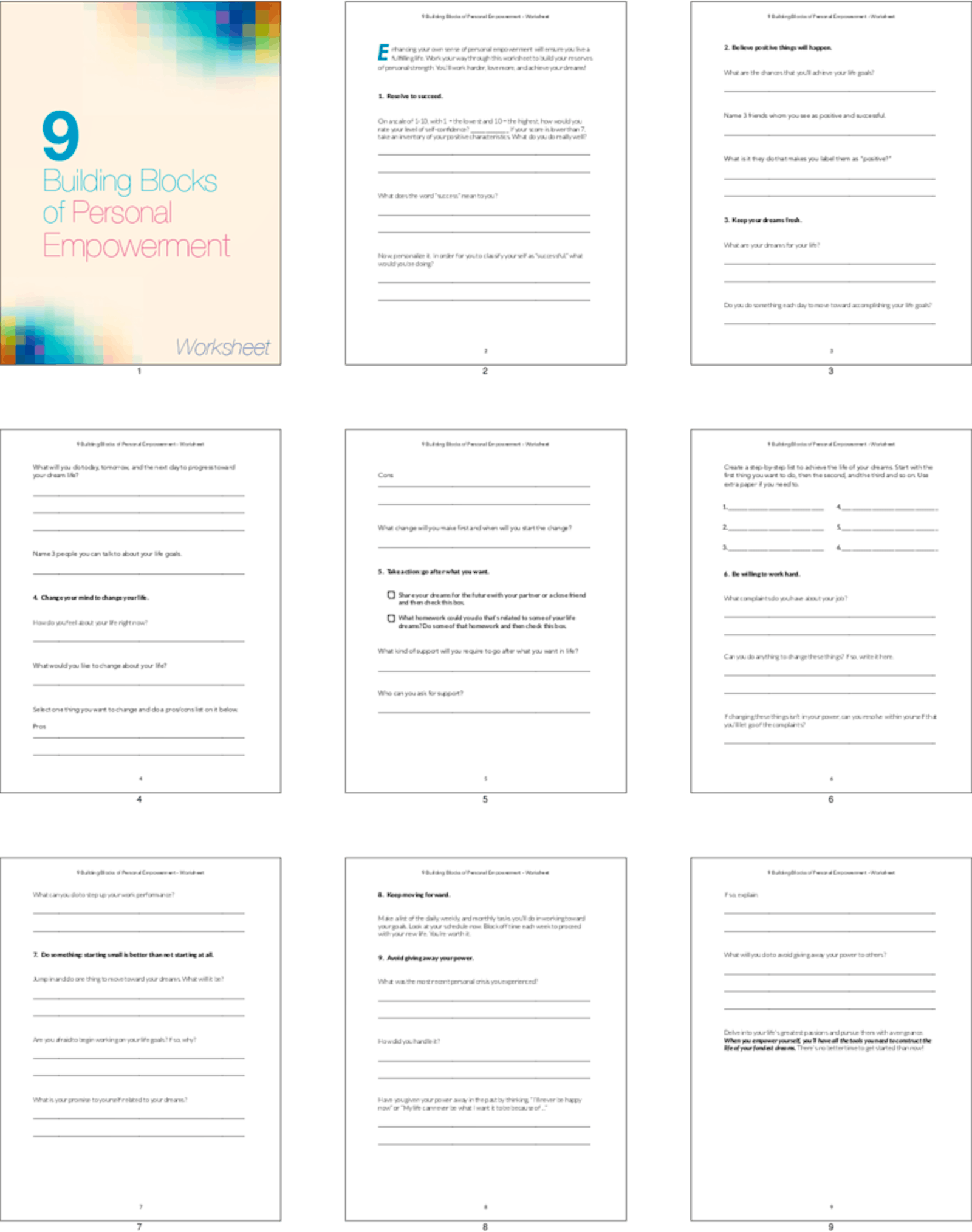 PLR Worksheets 9 Building Blocks Of Personal Empowerment Worksheet